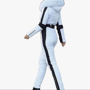 Yousify Women’s Winter Ski Jumpsuit with Removable Fur Collar